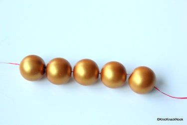 10 mm Golden Bronze Matte Glass Beads x 10